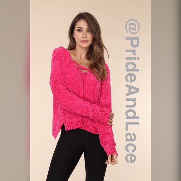 Pride&Lace Sweaters - LAST 2️⃣ MAGENTA CHENILLE PULL-OVER SWEATER